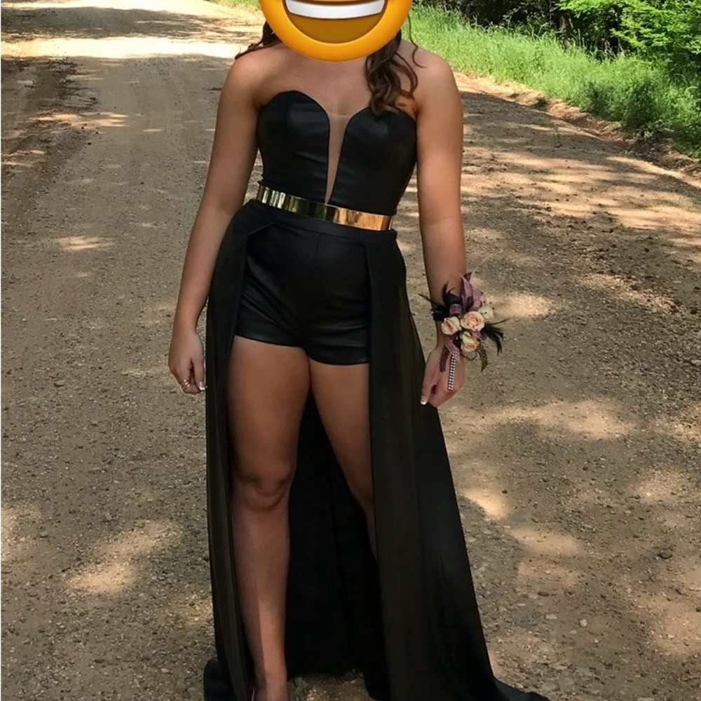 La Femme Black Dress with Silver Accents